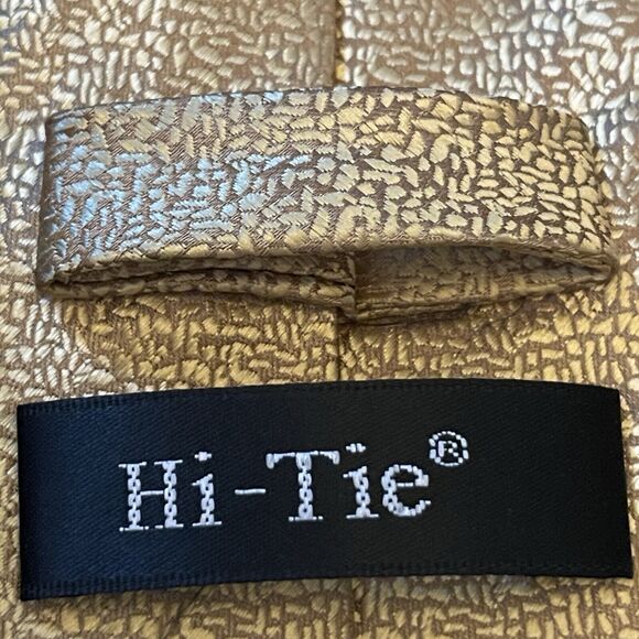 Hi Tie Gold Hand Made 100% Silk Men’s Neck Tie - Picture 8 of 9